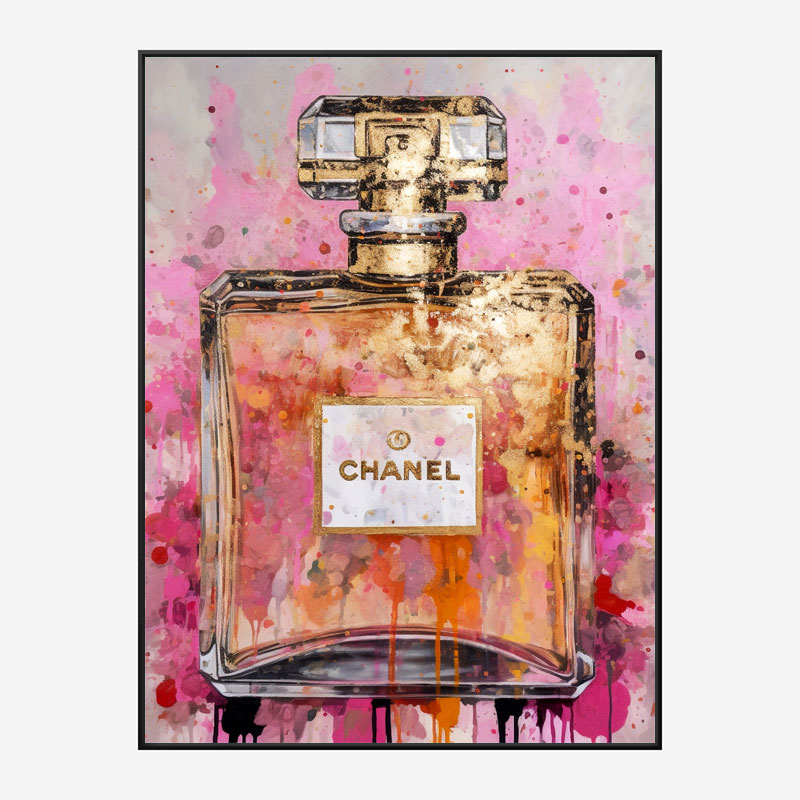 Chanel No 5 Pink & Gold Abstract Perfume Bottle Art Print